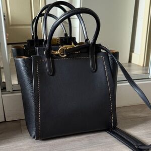 Elegant Black Leather Tote Bag